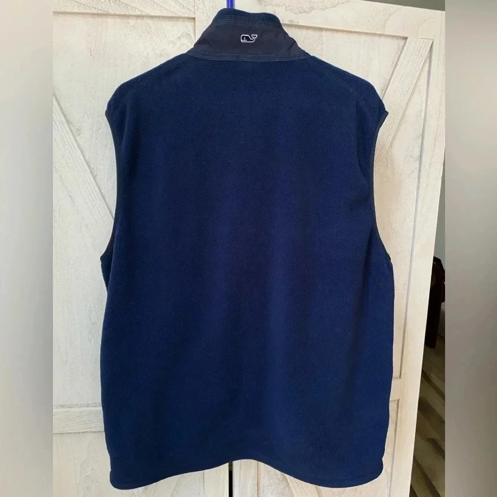 Vineyard Vines Tech Fleece Harbor Vest Men’s XL Navy Blue Full Zip Fall Preppy